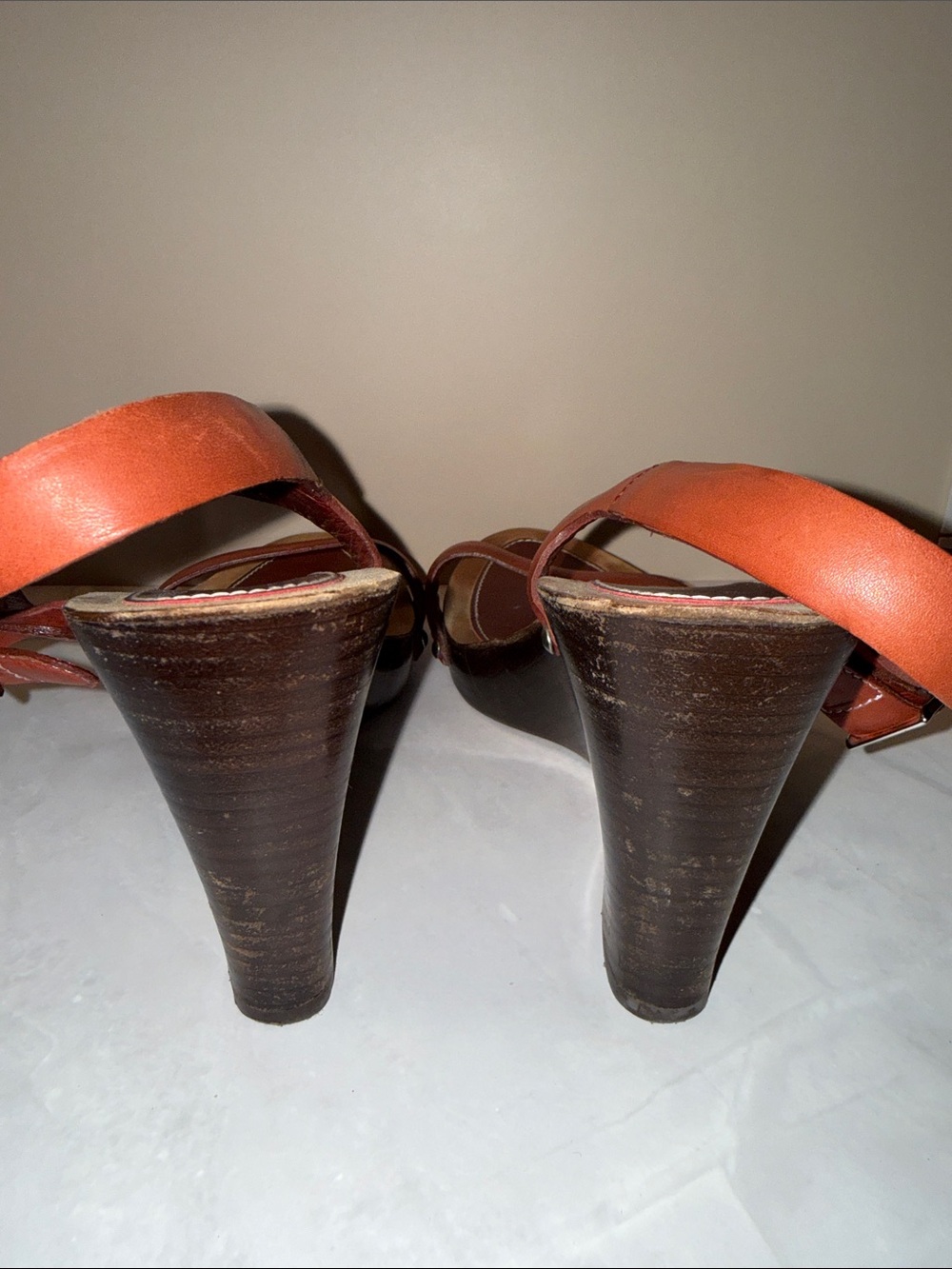 Salvatore Ferragamo Cognac Leather Slingback Sandals - Picture 7 of 13